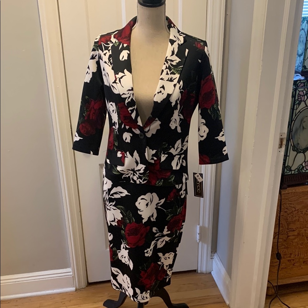 Floral Black and Red Women's Dress
